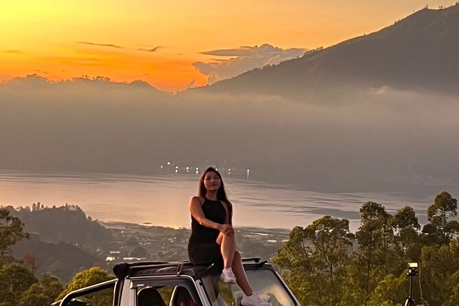 Mount Batur Jeep Adventure - After sunrise: black lava fields and the Batur caldera views