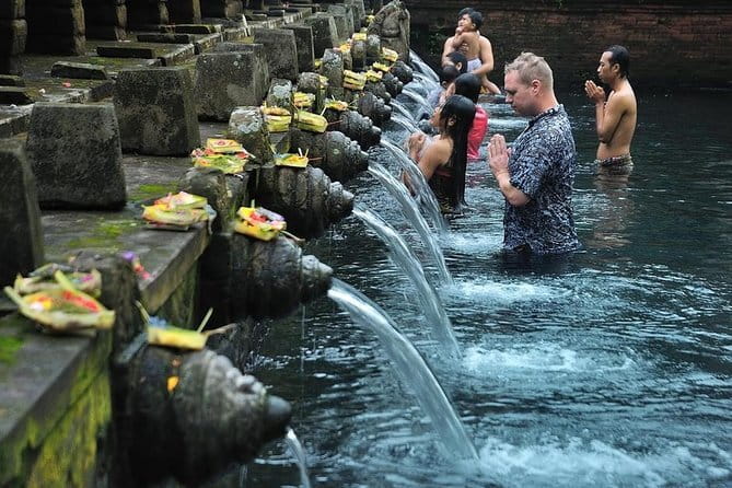 Ubud Monkey Forest Rice Terrace Temple Waterfall Private Tour - Tegenungan Waterfall: 15 meters of falls, plus 90 steps